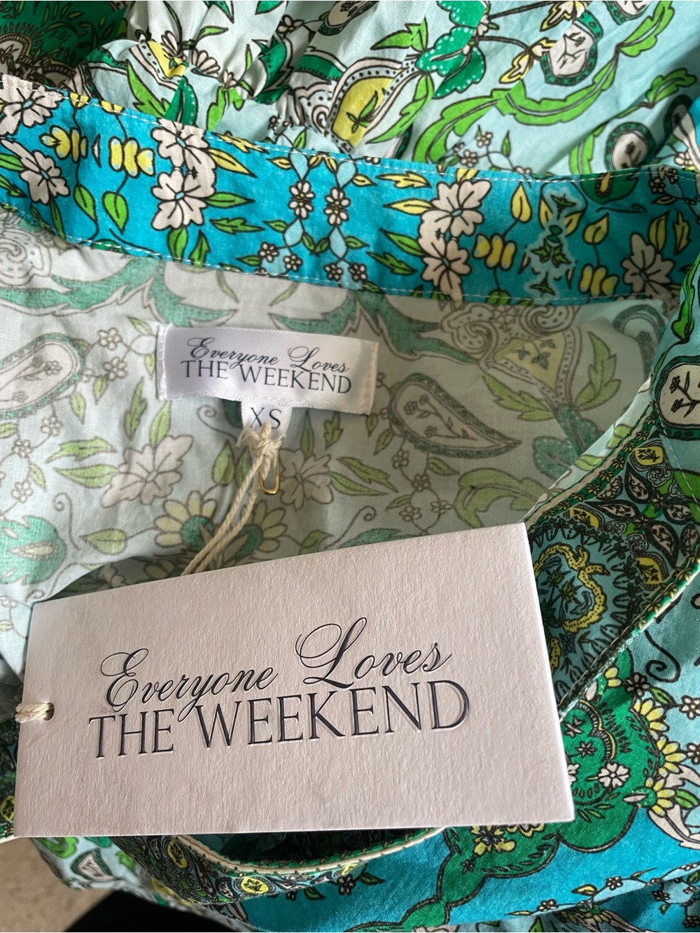 Everyone Loves The Weekend East Hampton Dress 100% Cotton Paisley XS New - Picture 7 of 10